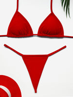 Red Micro Thong Bikini Set – Ultra Minimal Coverage for Tanning