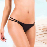 Teeny Thong Bikini Bottom – Skimpy Brazilian Cut, Double String Sides, black, Perfect for Tanning