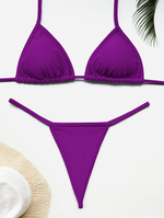 Purple Micro Thong Bikini Set – Minimalist Brazilian Swimwear for Perfect Tanning