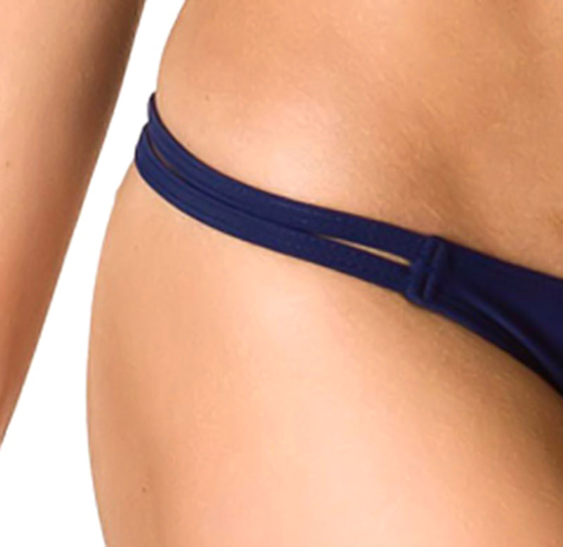 Teeny Thong Bikini Bottom – Skimpy Brazilian Cut, Double String Sides, Perfect for Tanning Navy