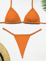 Orange Micro Thong Bikini Set – Brazilian Thong, Minimal Coverage Tanning Swimwear