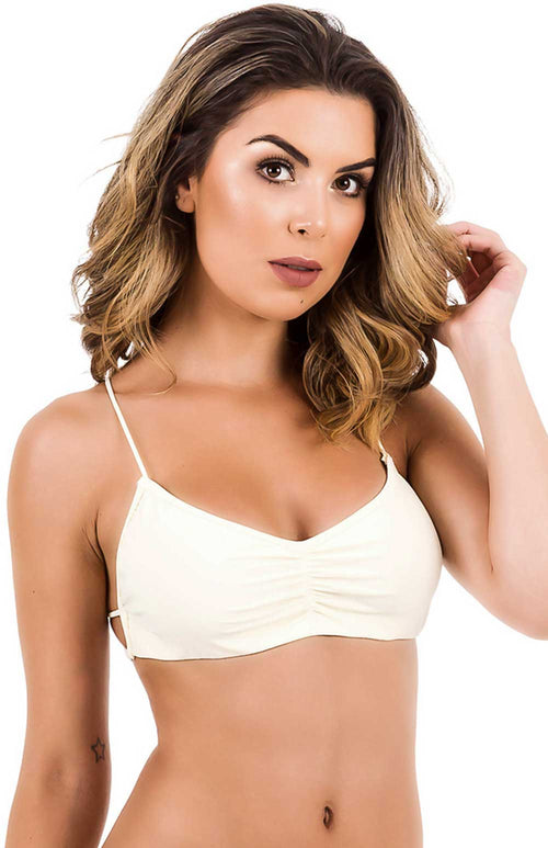 Bralette top with front crossed strings Ivory