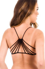 Bralette top with front crossed strings Black