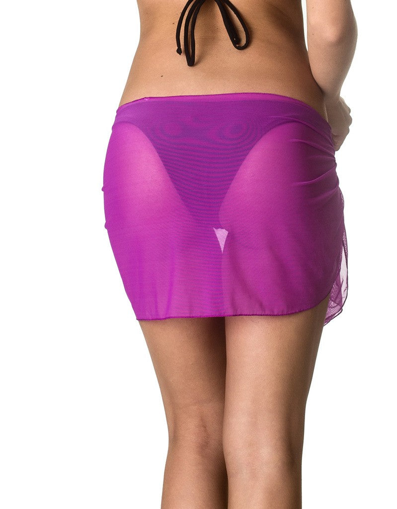 Mini - solid Violet Mesh Sarong Cover UP