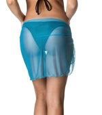 Solid Short Mesh Cover UP Sarong - Turquoise