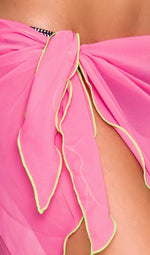 Short Solid Chiffon Cover UP Sarong - Pink