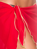 Short Solid Chiffon Cover UP Sarong - Red