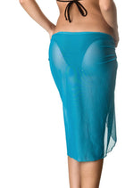 solid Long Mesh Sarong Cover Up  - Turquoise