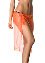 solid Long Mesh Sarong Cover Up - Peach