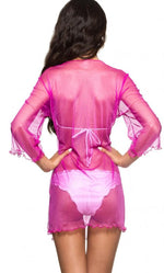 Mesh Light Pink V neck Tunic Cover Up Dress