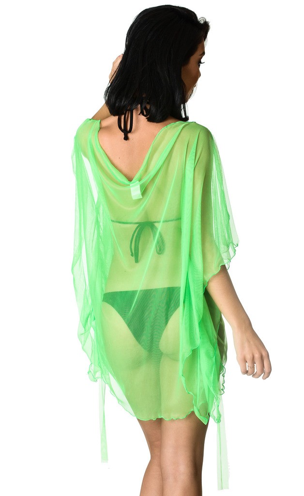 Neon Mesh Butterfly Cover Up Dress Green