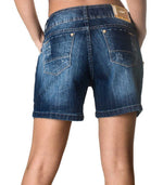 Bermuda Denim Shorts Jeans - Women's Blue Destroyed