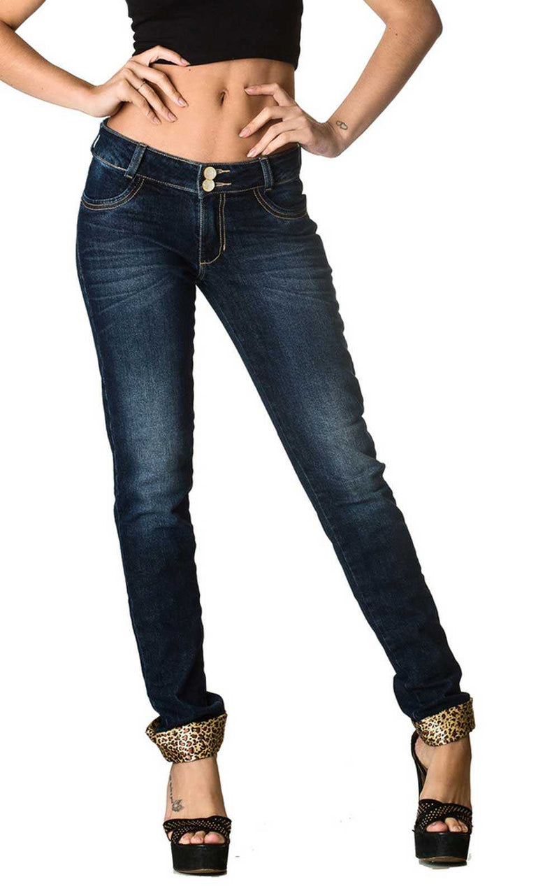 Dark Denim Skinny Jeans - Women's Blue Destroyed