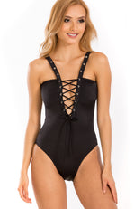 Black - Irgus twister front one piece swimsuit