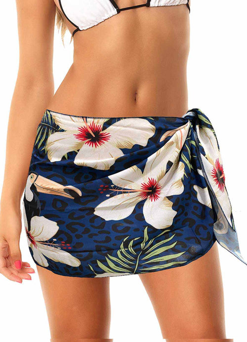 WHITE Sarong Print CHIFFON Wrap Hawaiian Swimsuit Coverup Skirt Pareo Beach  Extra Long Beach Cover up Sarong for Women COQUETA Floral Print 