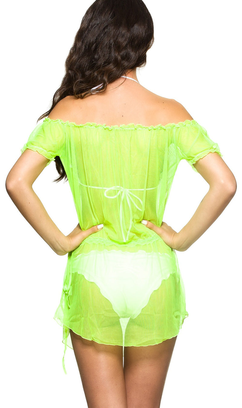 Neon Green - Ultra Sheer Cover Up Dress Mesh