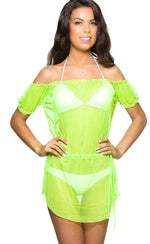 Neon Green - Ultra Sheer Cover Up Dress Mesh