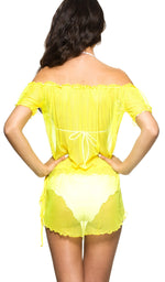 Yellow - Ultra Sheer Cover Up Dress Mesh