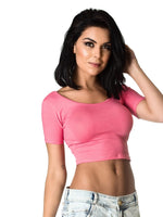 Pink  - Short Sleeve Cropped Tee