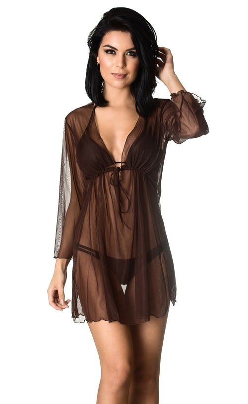 Brown Mesh - Cover Up Dress