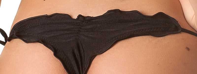 Black - Ruffles Thong Bottom