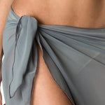 Gray - Solid Chiffon Short Sarong  Cover Up