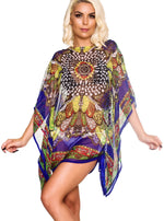 Butterfly sleeve Tunic Cover Up Dress Blue Cover Up Dress