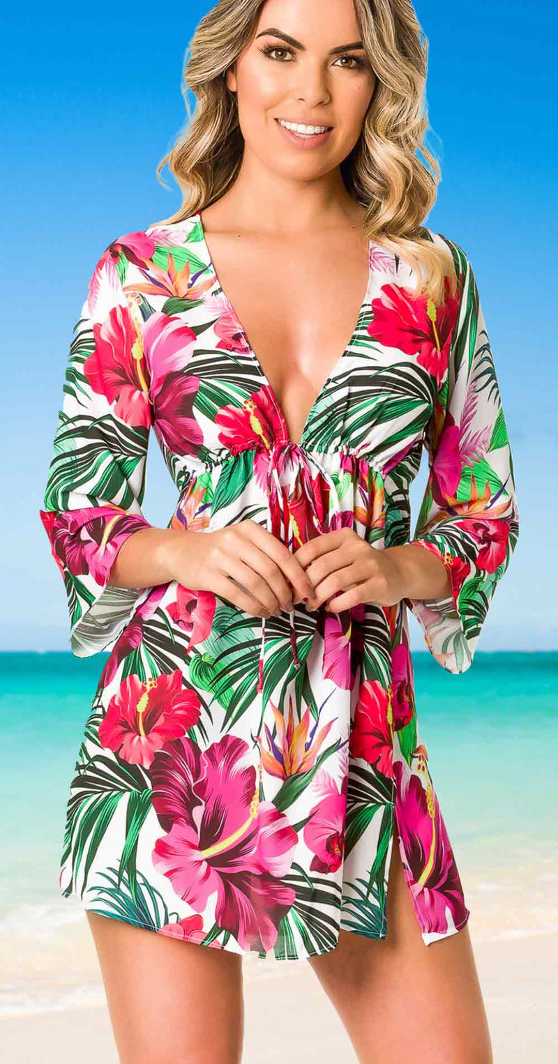 Bora Bora - Dress Chiffon V neck Tunic Cover Up Dress