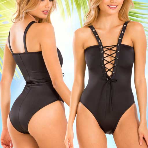 Black - Irgus twister front one piece swimsuit