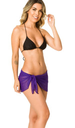 Solid Purple - Mini Mesh Sarong Cover UP