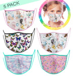 5 Pack Girl - KIDS FACE MASK - With pocket for filter