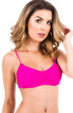 Bralette top with back crossed strings Fuchsia pink