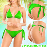 3 pieces SET thong & cheeky bikini - neon green - IRGUS