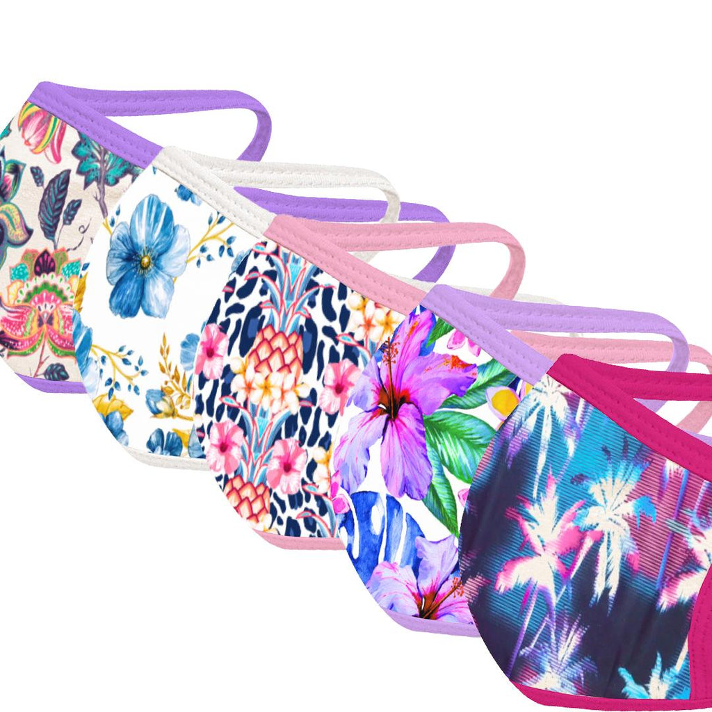 PAISLEY FLORAL Face Mask Five Pack - With pocket for filter