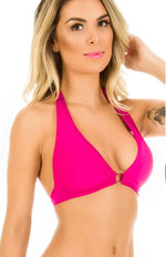 Coqueta Swimwear Women Brazilian  Bikini Separates Halter Top Banded Swimsuit Neon PINK